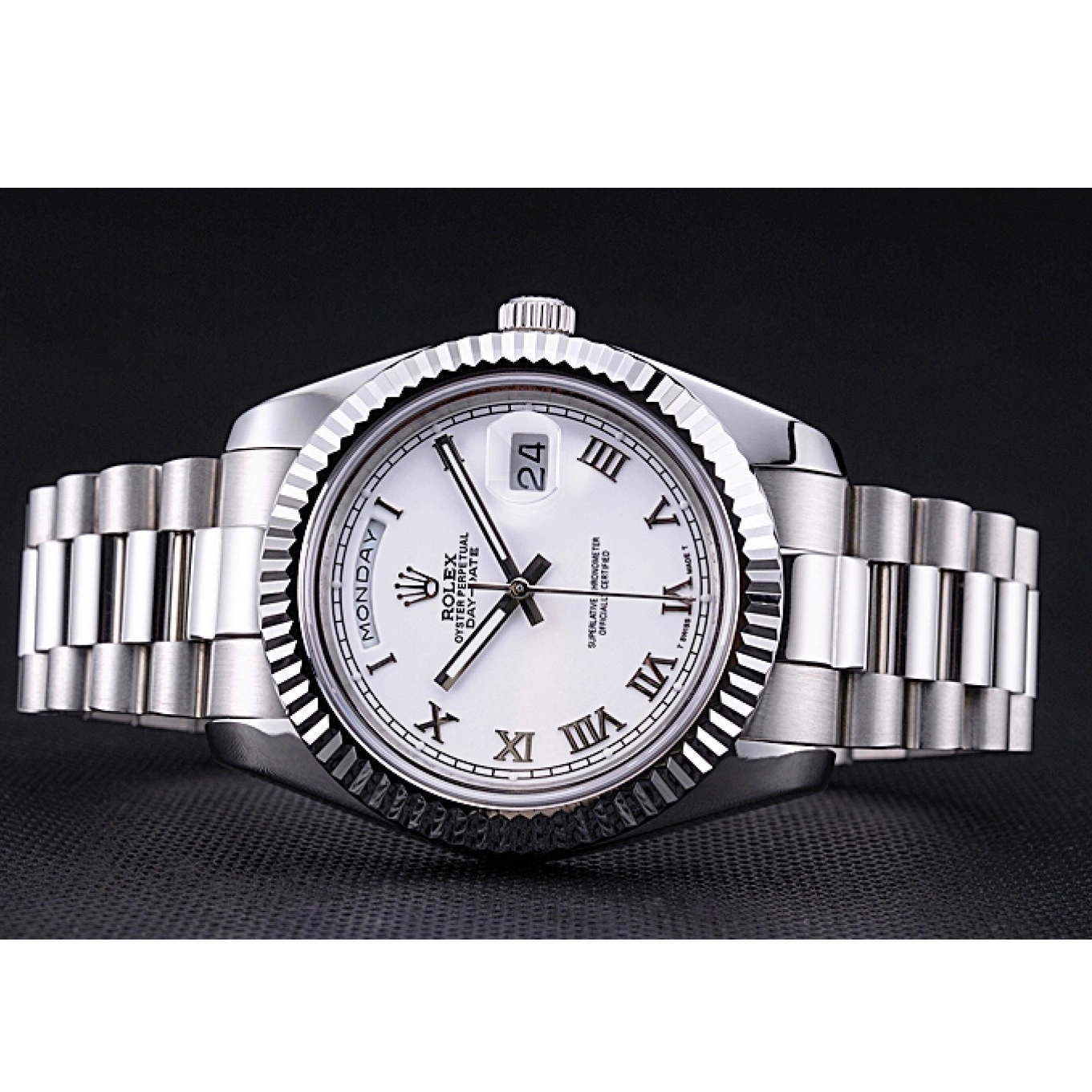 Best AAA Replica Sites Dial Steel Rolex Day-Date White Bracelet Stainless 622547 0527